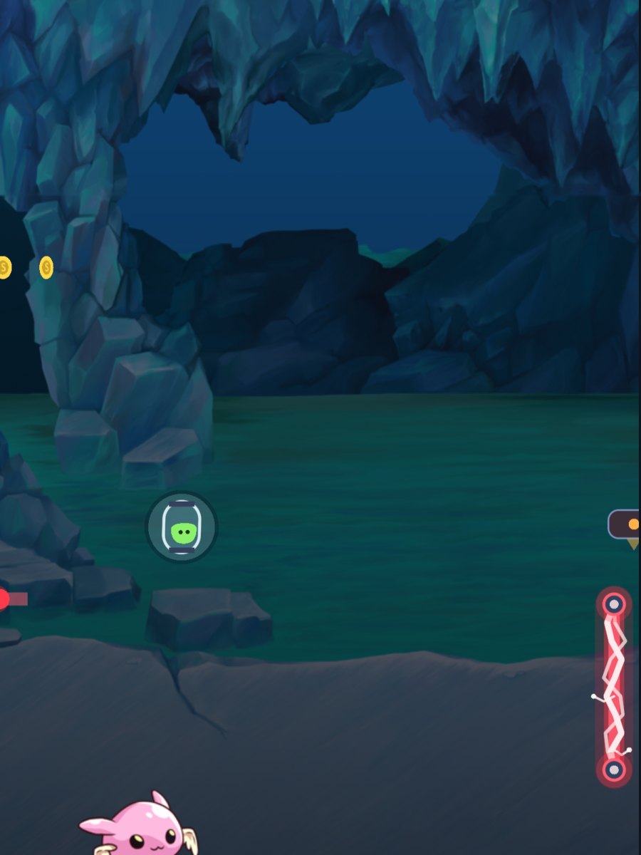 A Mokii dodging a laser tripwire in the Cave